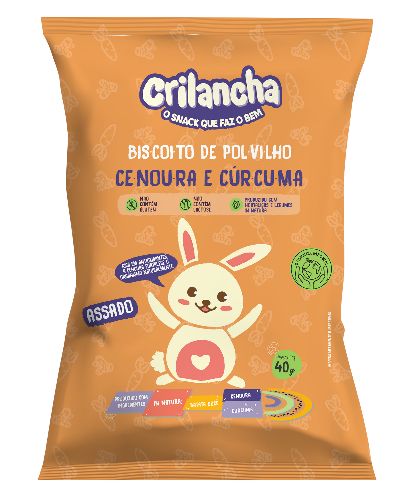 Biscoito de polvilho - Cenoura e cúrcuma 40g